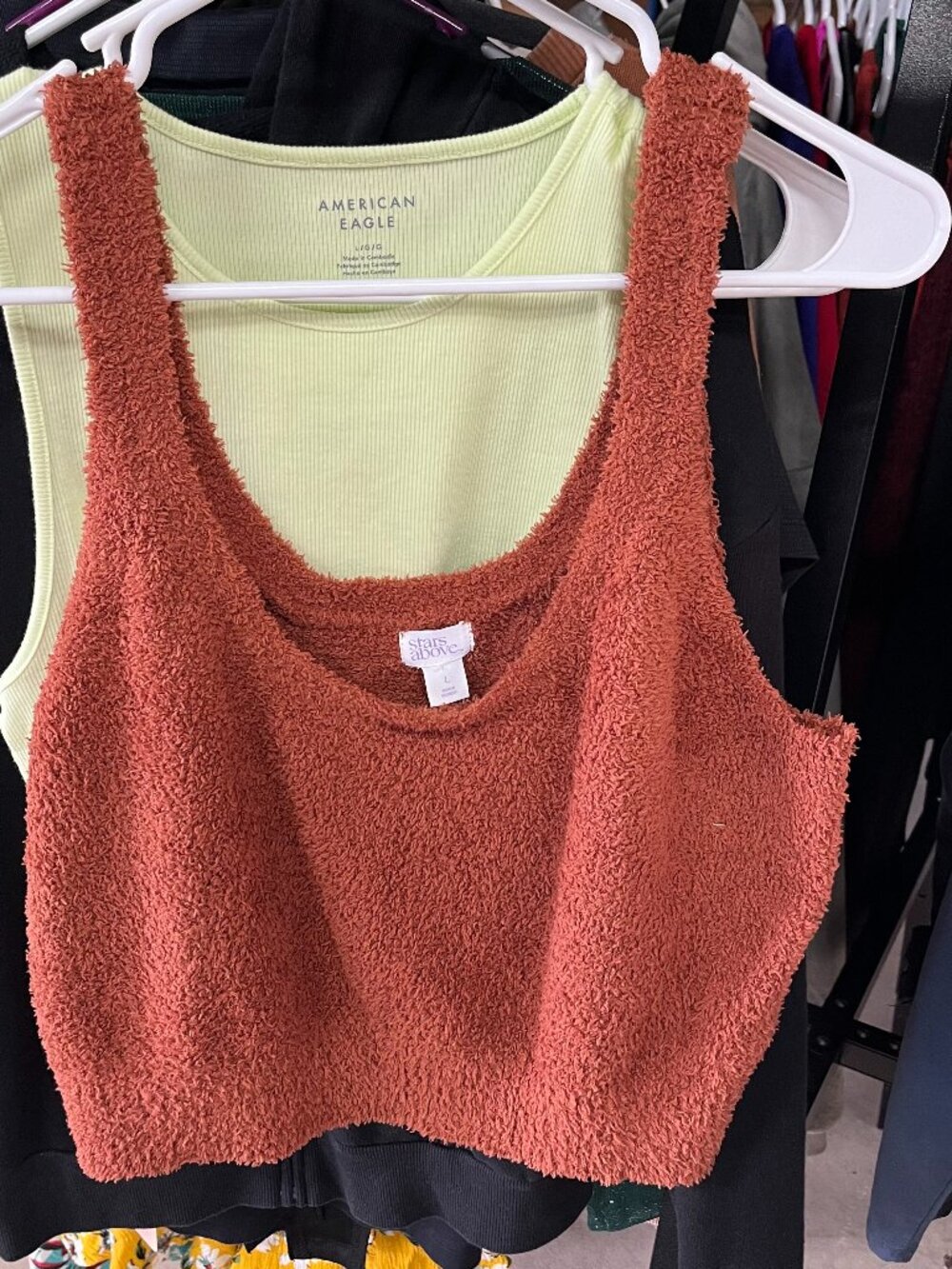 Stars Above Rust Fuzzy Teddy Cropped Lounge Tank Size L